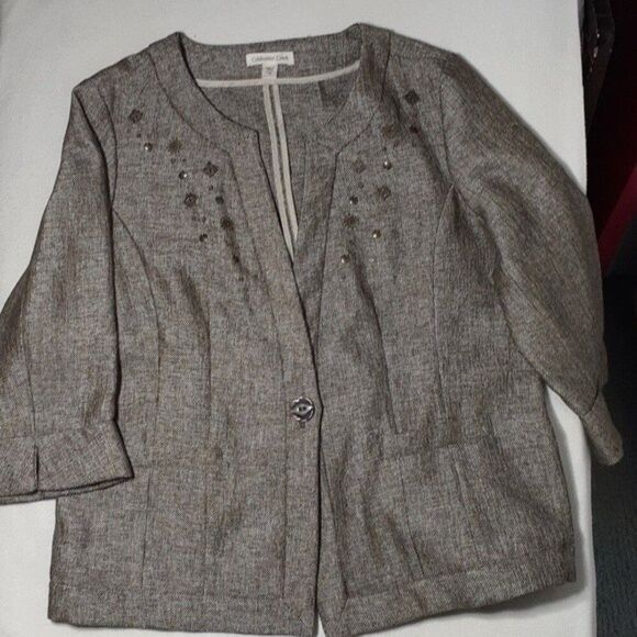 Coldwater Creek jacket blazer 18 brown xl classic old money quiet luxury luxe - Picture 2 of 7